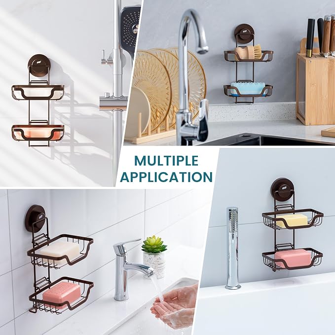 TAILI Double Layer Soap Holder, Bar Soap Dish Suction Cup - Image 9