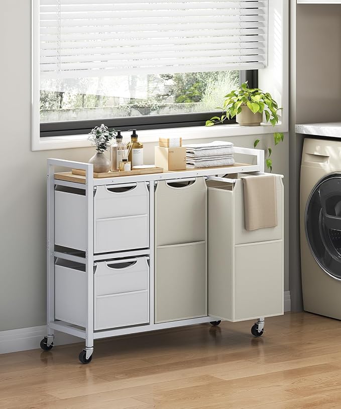 HOOBRO Laundry Sorter with 4 Section, 34 Gal. Laundry Hamper with Wheels - Image 2