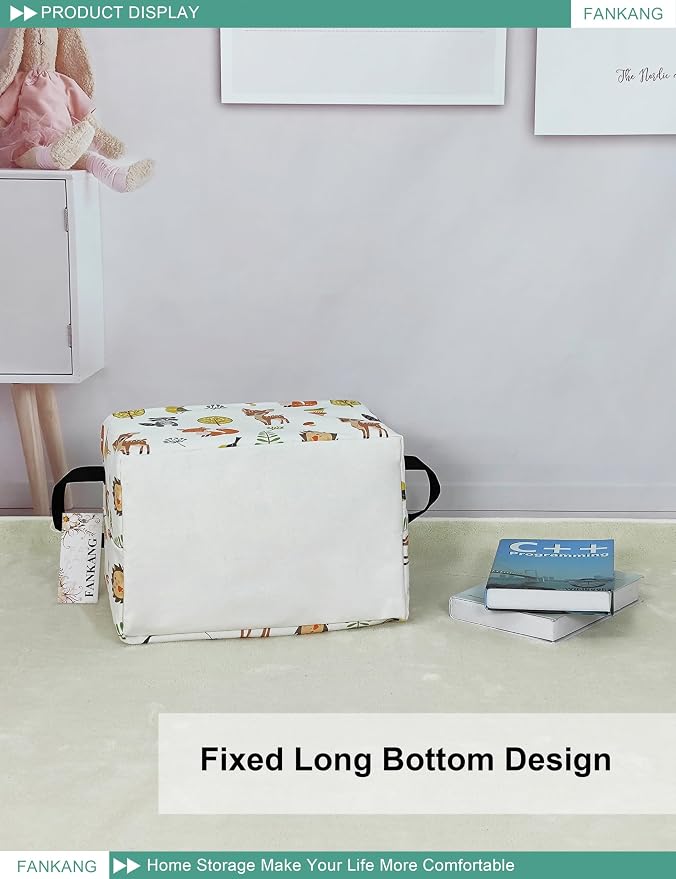 FANKANG Storage Bins, Nursery Hamper Canvas Laundry Basket Foldable - Image 7