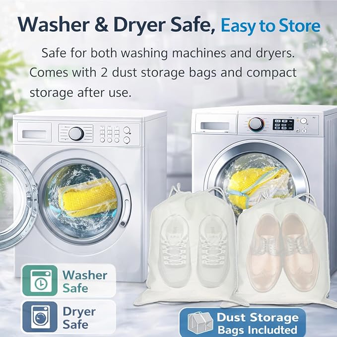 Shoe Washing Machine Bags, Protects Shoes & Washer, Self-Locking Zipper Design - Image 7