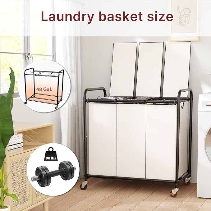 3-Compartment Laundry Cart - Image 2
