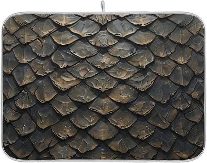 Attractive Kitchen Countertop Dish Drying Mat, Realistic Dragon Skin 18" x 24" by Unknown