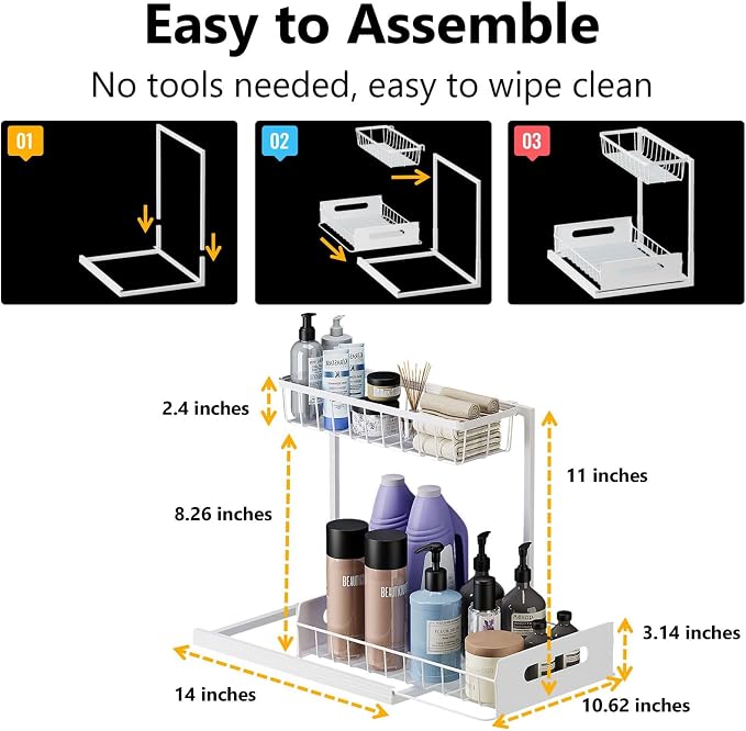 Under Sink Organizers and Storage 2 Tier Slide Out Kitchen Cabinet Organizer - Image 4