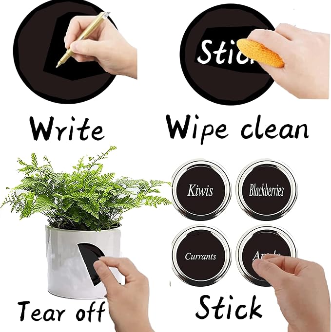 300 Blank Spice Jars Labels –1.5" Round Chalkboard Kitchen Pantry Labels - Image 3
