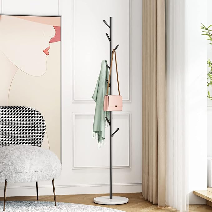 Black Metal Coat Rack, Freestanding by DOORXIFO