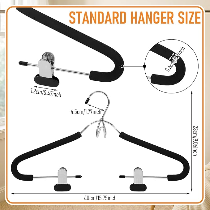 Kathfly 10 Pack Foam Padded Black Suit Hangers - Image 2