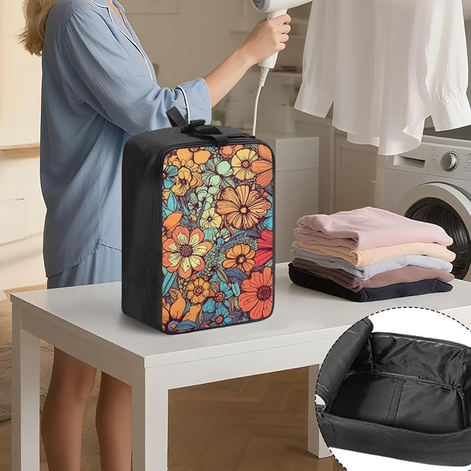 Vintage Floral Travel Steam Iron Storage Bag Lightweight Steamer Carrying Case - Image 3
