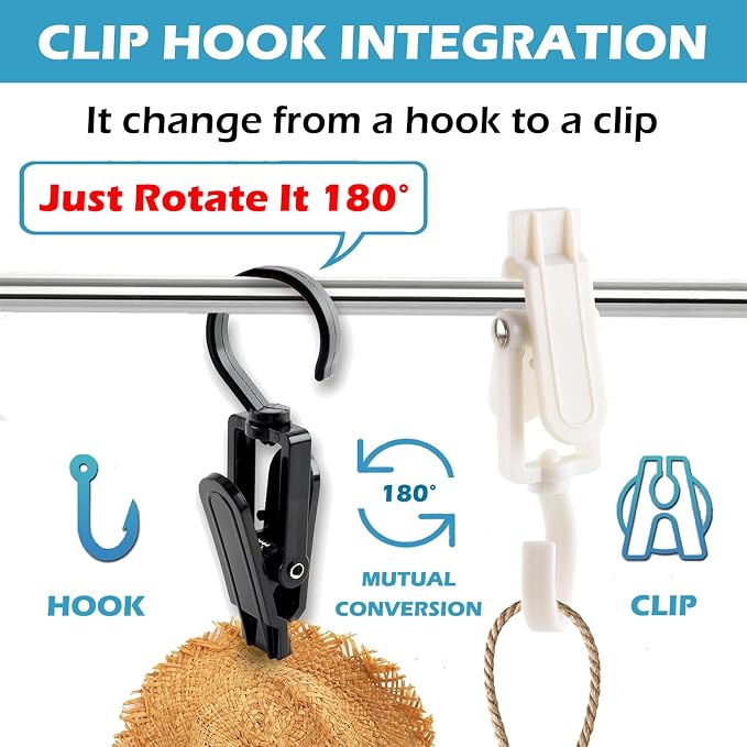 20pcs Laundry Hooks with Clips Super Strong Plastic Home Travel Swivel Hanging - Image 3
