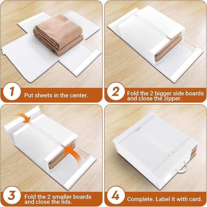 6 Pack Bed Sheet Closet Organizers and Storage, Sturdy Foldable Storage - Image 4