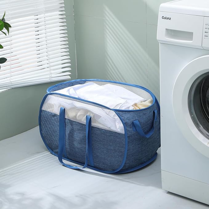 Pop-Up Laundry Basket，collapsible Mesh Laundry Hamper– - Image 3