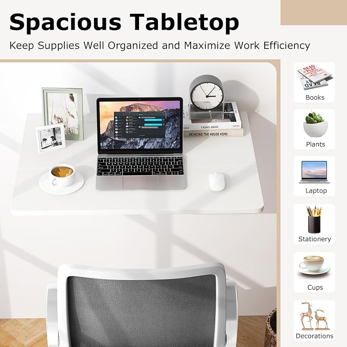 Giantex Wall Mounted Folding Table, 31.5" x 23.5" Wood Murphy Desk Drop-Leaf - Image 6