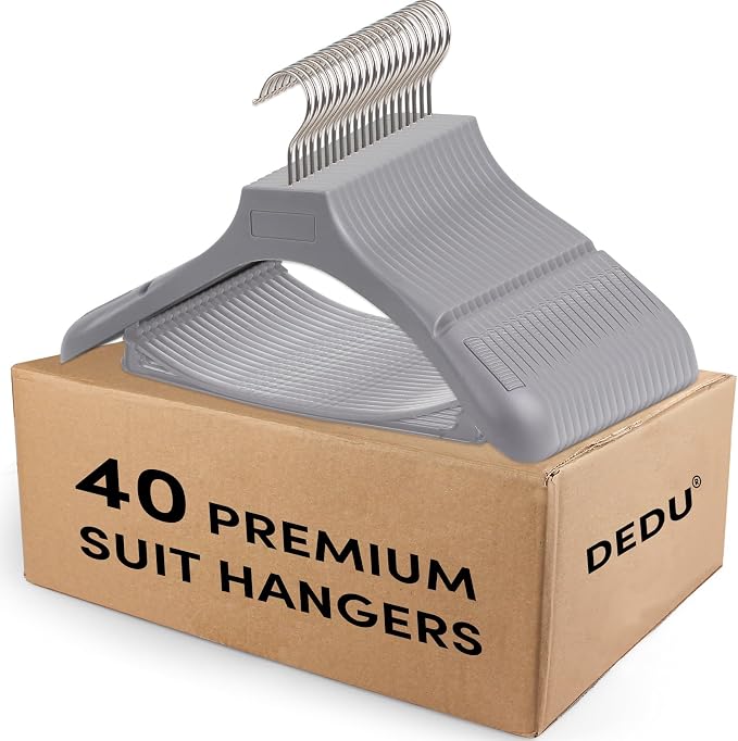 DEDU Suit Hangers for Men 40 Pack, Thick Plastic by DEDU