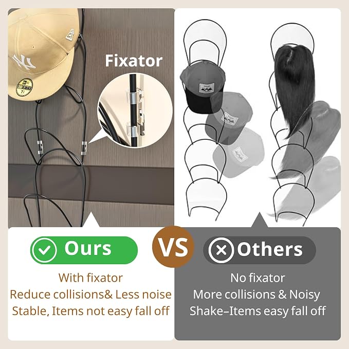 LINFIDITE 10 Pack Hat Rack Hanger Holder Organizer Closet Hanging Baseball Cap - Image 5