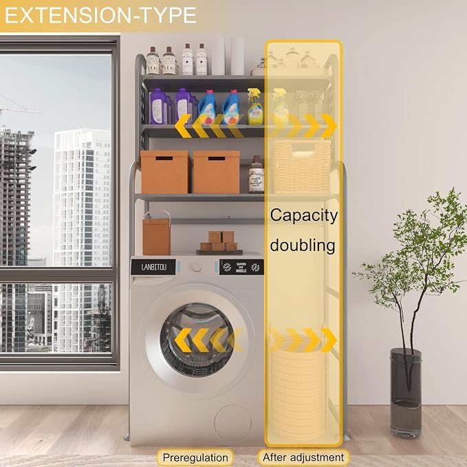Over Washer Storage, 3 Tier Expandable Washer and Dryer rack, Laundry Room - Image 5