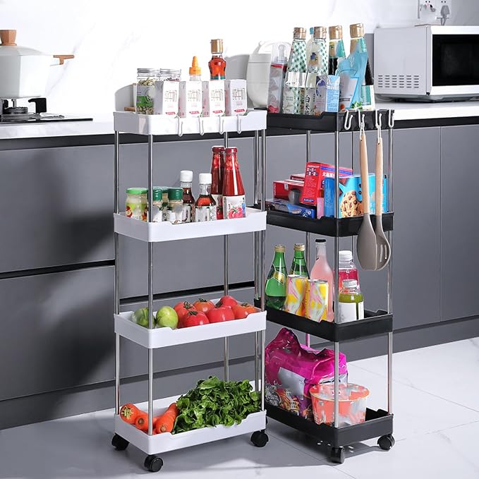 Slim Rolling Storage Cart, 4 Tier Slim Rolling Storage Cart - Image 6