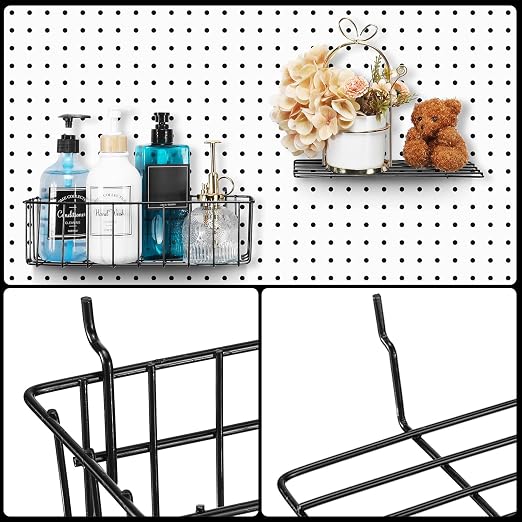 Tioncy 8 Pieces Pegboard Baskets and Shelves Pegboard Bins Wall Organizer Peg - Image 4
