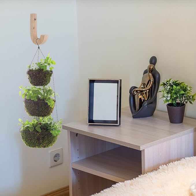 Wood Wall Mounted Plant Hanger Hook, Indoor Outdoor Hanging Plant Pot Holder - Image 3