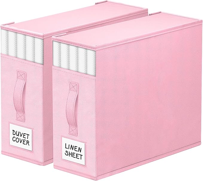 2 Pack Bed Sheet Closet Organizers and Storage, Sturdy Foldable Storage by StorageTastic