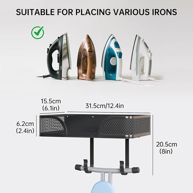 Ironing Board Holder Wall Mount, Metal Ironing Board Hanger, T/V Shaped Space - Image 4