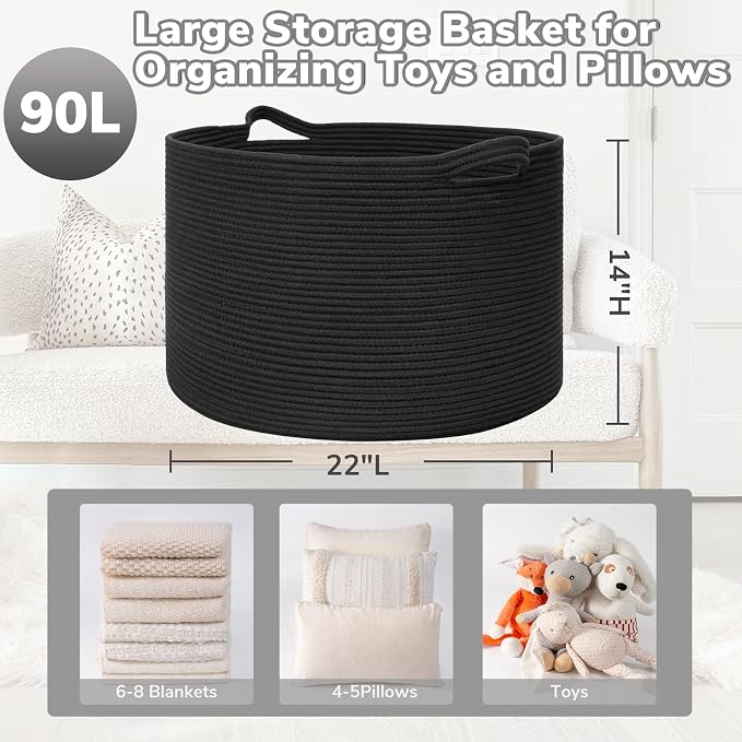 Goodpick Large Blanket Basket, Kids Toy Storage Organizer Bins - Image 3