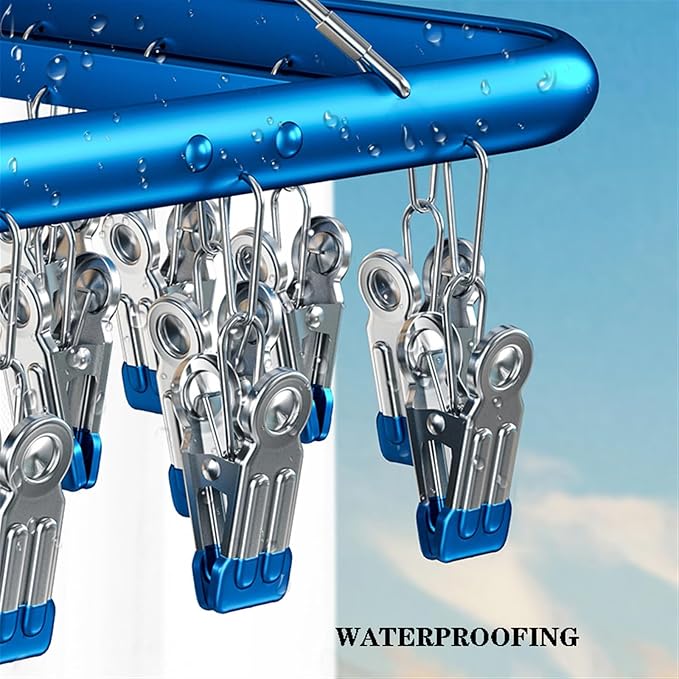 Drip Hanger with 26 Clips, Sock Drying Rack, Wind-Proof Hook, Underwear Storage - Image 3