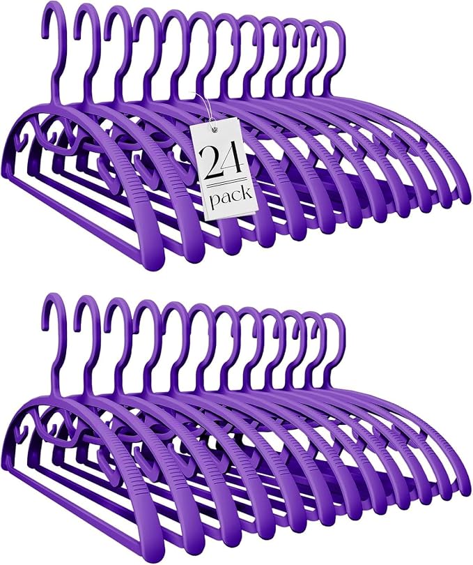 HOUSE DAY Plastic Clothes Hangers 24 Pack, Sweater Hangers No Shoulder Bump by HOUSEDAY