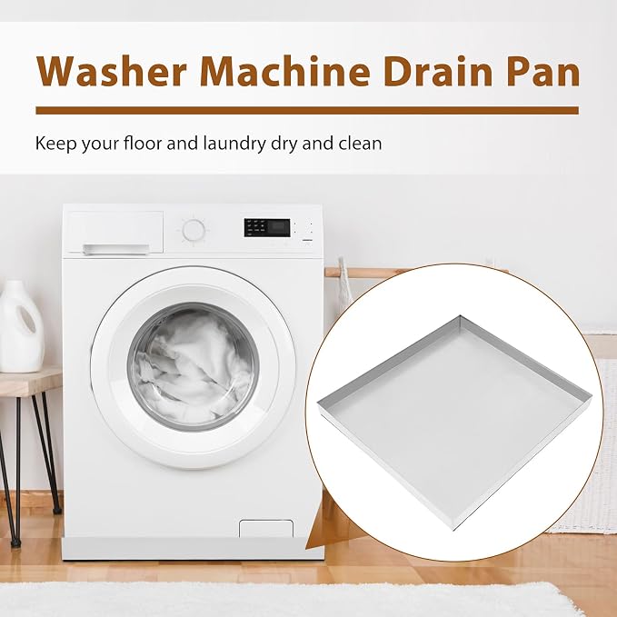 Upgraded 27" x 25"×2.5" 304 Stainless Steel Washing Machine Drip Pan, Heavy - Image 4