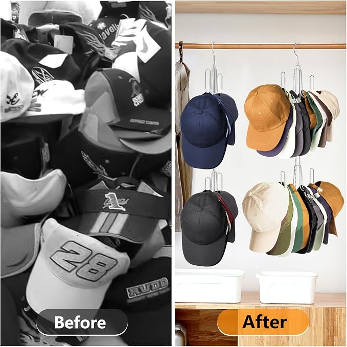 Hat Hangers for Closet, 1 Pack Stainless Steel Hat Organizer, Hat Racks for - Image 6