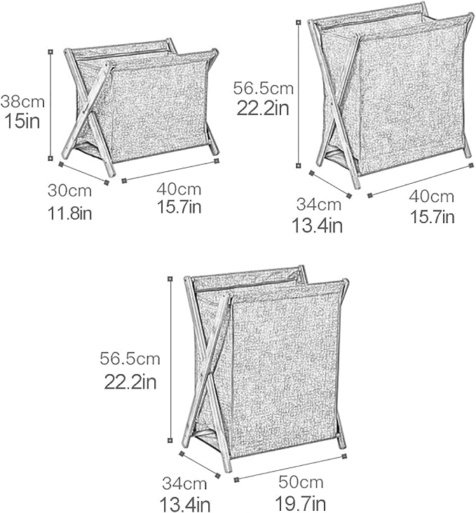 Gtzly Bamboo Laundry Hamper Collapsible X-Frame Laundry Basket Portable Laundry - Image 2