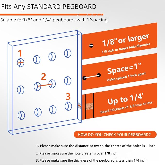 Calax 338PCS Pegboard Hooks Organizer Kit, Fit 1/8 or 1/4 inch Peg Board - Image 7