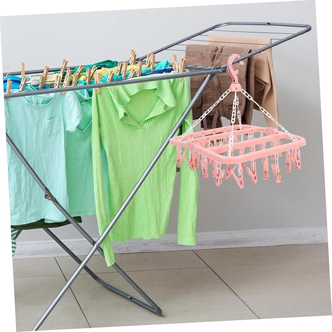 PRETYZOOM 2pcs Foldable Laundry Drying Rack Clips Hangers Clips - Image 7