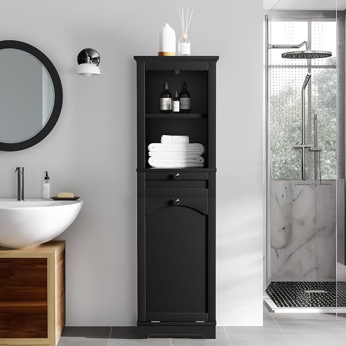 YITAHOME 53" Tall Tilt-Out Laundry Storage Cabinet, Hidden Hamper - Image 7