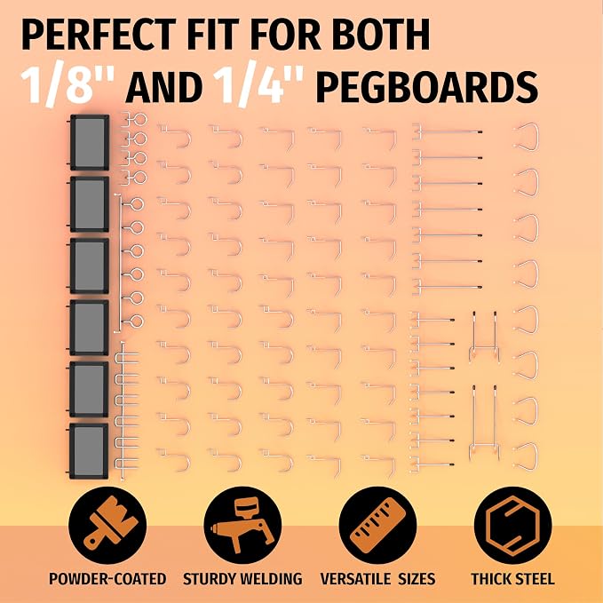 HUHOLE 86 Piece Pegboard Hooks Assortment Kit - Image 2