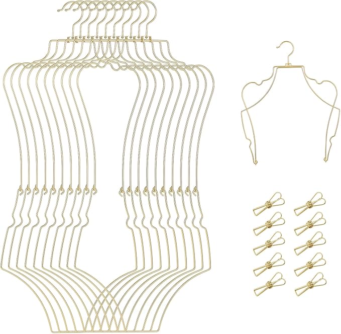 10Pack Gold Color Foldable Metal Bikini Hanger Full Body Shape Bathing Hanger by Aueabc