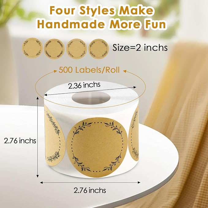 500pcs Canning Stickers Jam and Jelly Jar Labels, Gift Tags 4 Different Wreath - Image 2