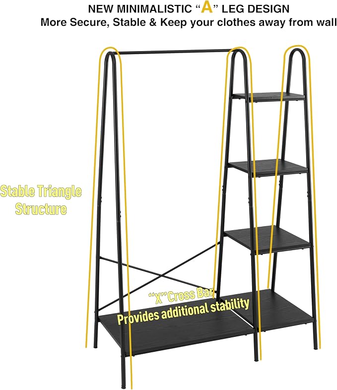 Finnhomy Rustic Clothes Rack, Clothing Rack - Image 6