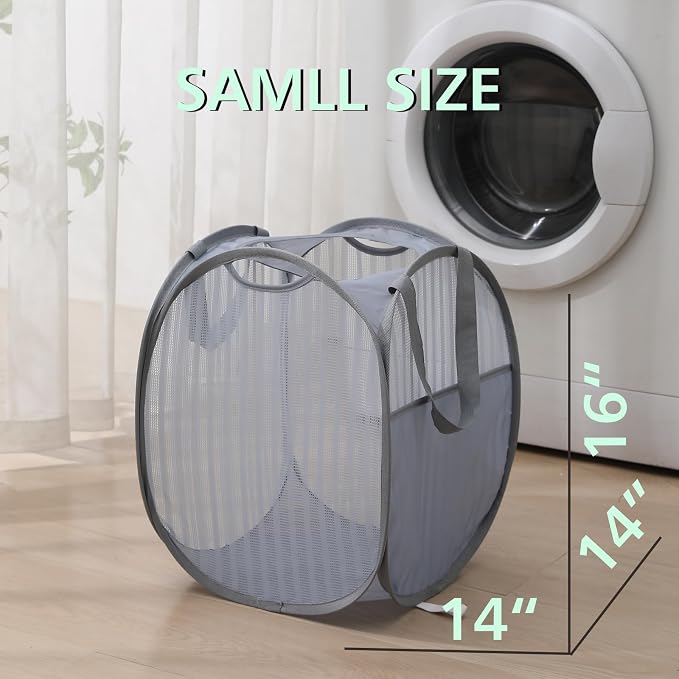Solidly Handy Laundry Mesh Popup Hamper, Foldable Lightweight Pop up Basket - Image 6