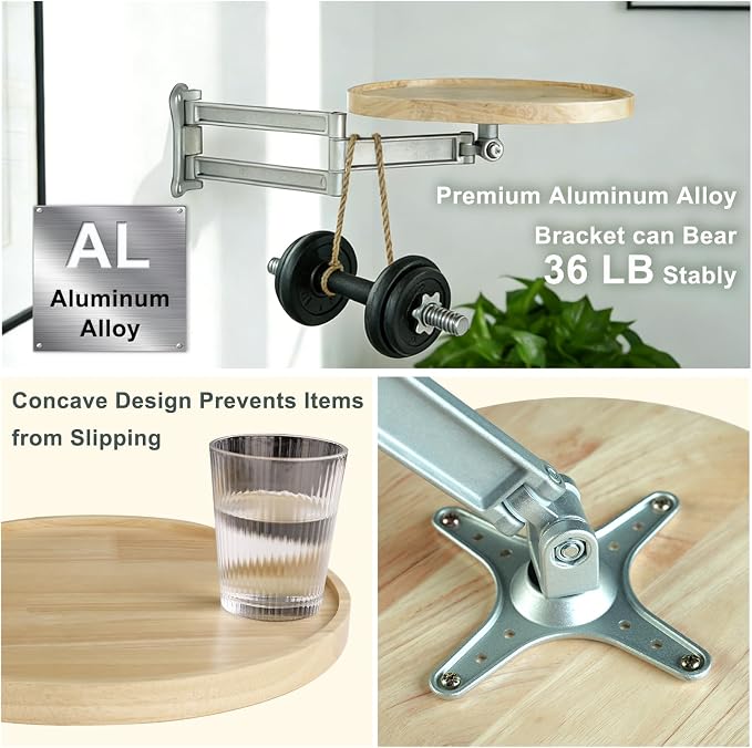 Wall Mounted Folding Table, Small Solid Wood Drop Down Floating Wall Desk - Image 6