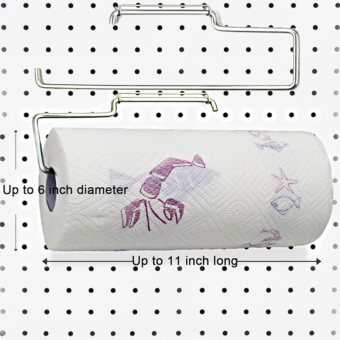 2 Pack Stainless Steel Pegboard Paper Towel Holder | Pegboard Hooks | Pegboard - Image 4
