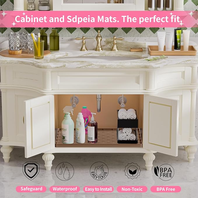 Sdpeia Under Sink Mat 22"×19" Waterproof Silicone Cabinet Liner & Sink Protector - Image 3
