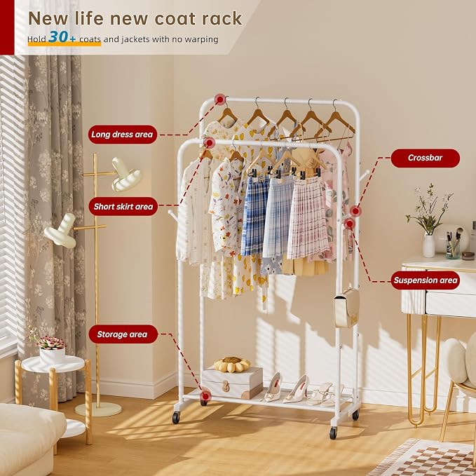 Clothes Garment Coat Rack Drying Clothing Racks Metal Freestanding - Image 6