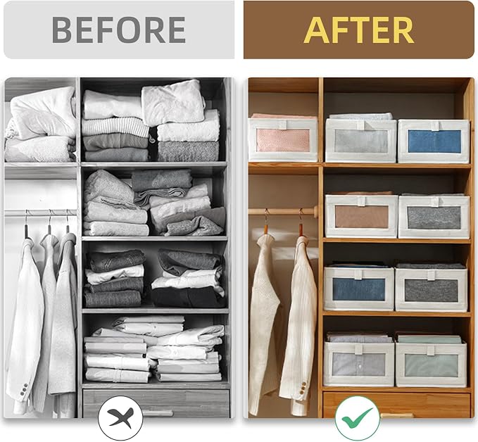 Linen Closet Organizers And Storage, 4 Pack Storage Bins Baskets - Image 3