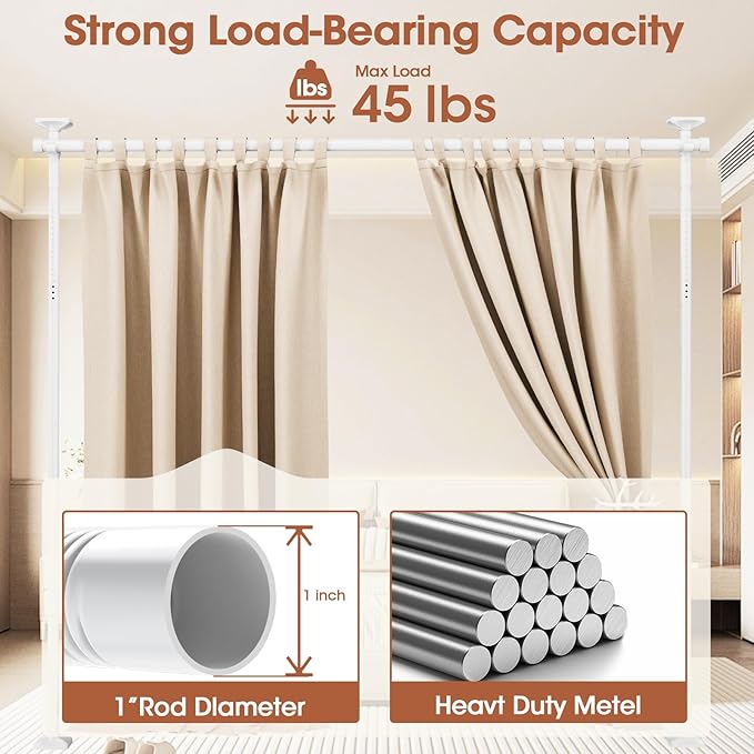 Room Divider Curtain Rod, No Drilling Room Separator - Image 5