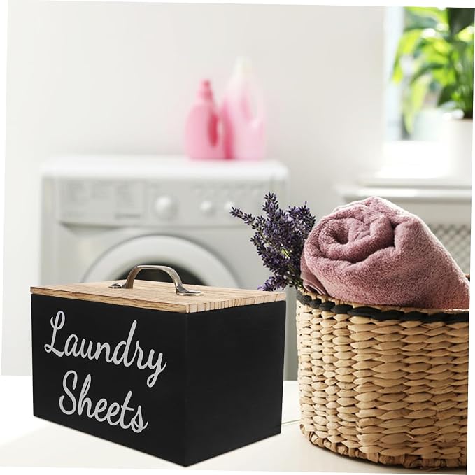 Wood Dryer Sheet Holder Laundry Container Scent Booster Dryer Sheet Storage - Image 4