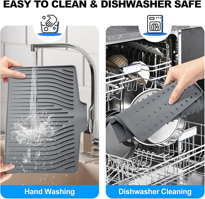 Silicone Dish Drying Mat for Kitchen Countertops and Sinks, 19 x13.7 Inch Non - Image 4