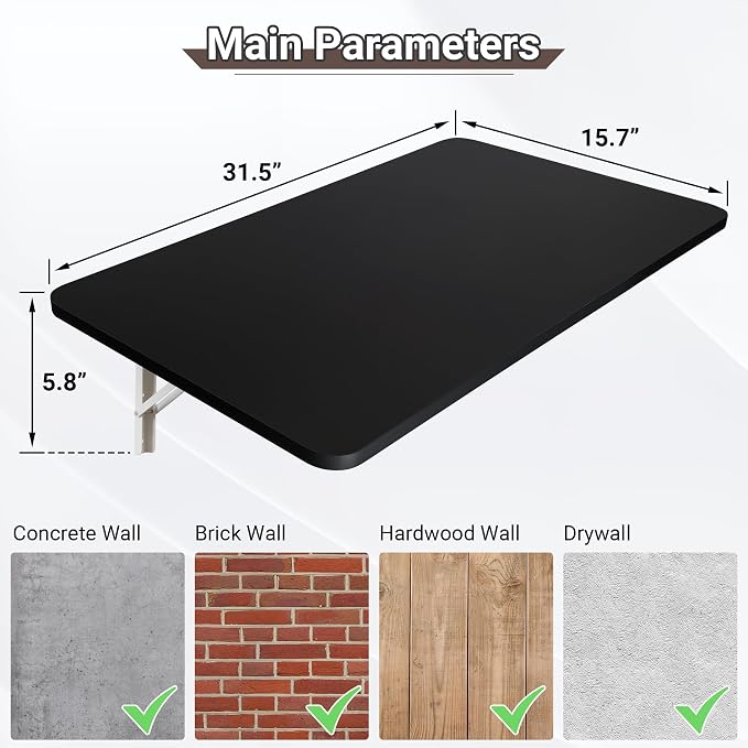 Upgrade Wall Mounted Folding Table 31.5”L x 15.7”W, Laundry Folding Table - Image 3