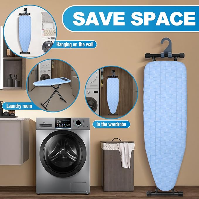 Ironing Board with Silicon Iron Mat Heavy Metal Frame Legs Iron Stand - Image 4