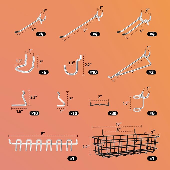 HUHOLE 88 Piece Pegboard Hooks Assortment Kit - Image 3