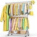 100% Stainless Steel Heavy Duty Clothes Rack Load 860LBS, Adjustable Height by FYBEE