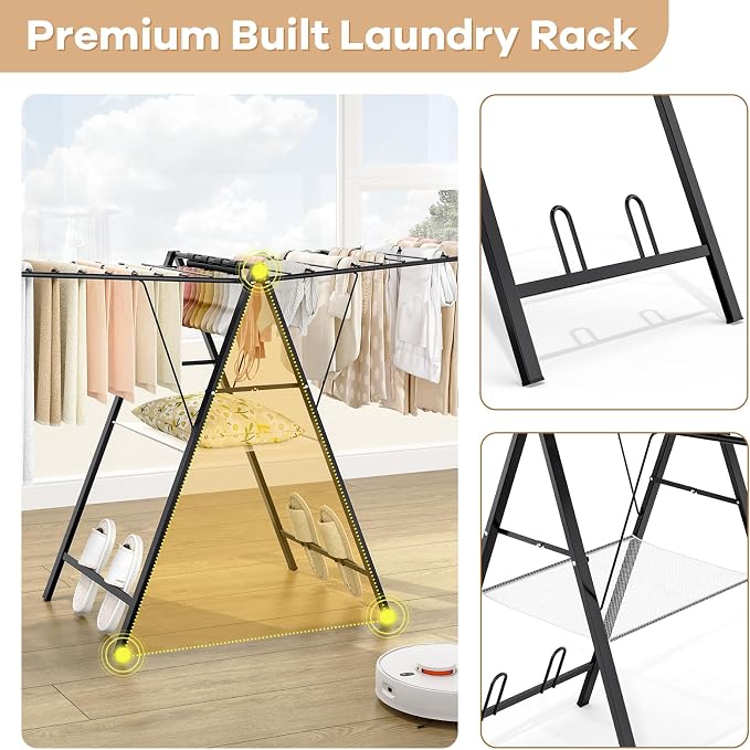 APEXCHASER Foldable Clothes Drying Rack, Metal Laundry Drying Rack Collapsible - Image 3